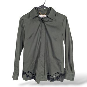 Muveil Women's‎ Shirt 36 Green Embellished Capsule Minimalist